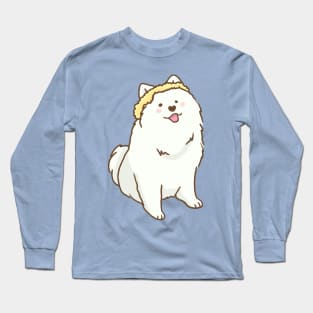 Cute samoyed with flowers Long Sleeve T-Shirt